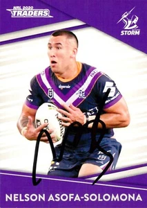 Signed 2020 Melbourne Storm NRL Premiers Traders Card - Nelson Asofa-Solomona - Bild 1 von 3