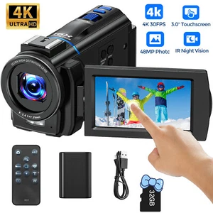 Videokamera 4K 30FPS 48MP Camcorder mit IR Nachtsicht Webcam 3-Zoll Touchscreen - Bild 1 von 8