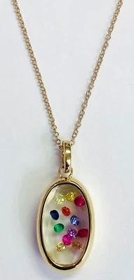 Collar agitador arco iris HSN Absolute revestido de oro de 14k colores esterlinos de zafiro Foto 1 de 4