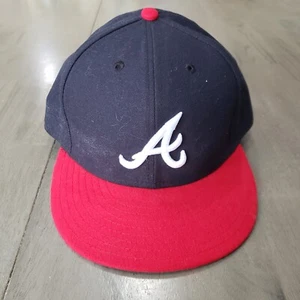 Atlanta Braves Hat Cap Mens Fitted 7 3/4 Blue Red Baseball New Era MLB Adult * - Picture 1 of 8