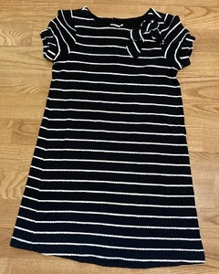 Girls Janie & Jack Black Striped Dress Size 6 EUC - Picture 1 of 3