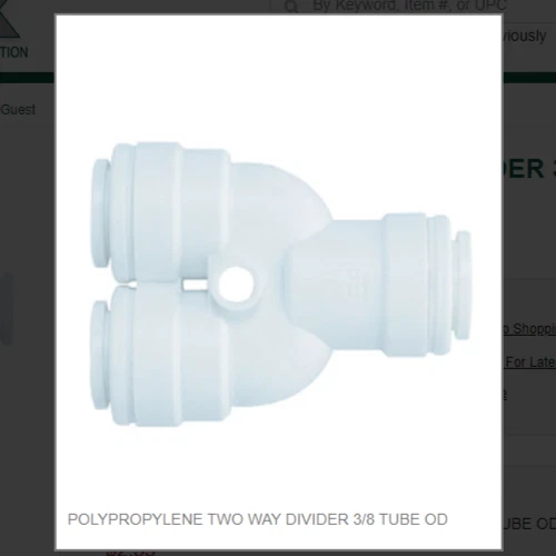 JOHN GUEST POLYPROPYLENE TWO WAY DIVIDER 3/8 TUBE OD # PP2312W, In Stock
