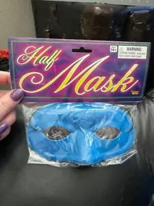 Forum Adult Fabric Half Mask Blue Domino Halloween Costume Accessory New!!! - Picture 1 of 2