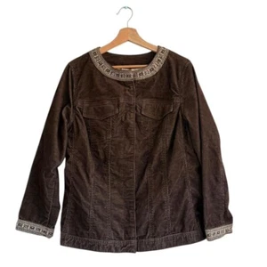 CHAQUETA CHAMARRA AVENUE MARRÓN DORADA PANA BOHO ABOTONADA TALLA XL - Imagen 1 de 7