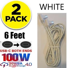 2 Pack Type USB-C to USB-C Cable Braided Fast Charger Charging Data Type-C Cord