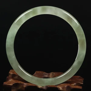Brazalete Brazalete 58mm Natural Blanco Verde Jadeíta Helada Jade Birmania A-Y-FP5020 - Imagen 1 de 11