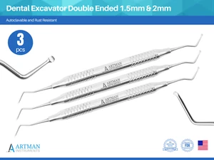 Excavadora dental de doble extremo 1,5 mm y 2 mm conjunto de 3 endodoncia restauradora ARTMAN - Imagen 1 de 8