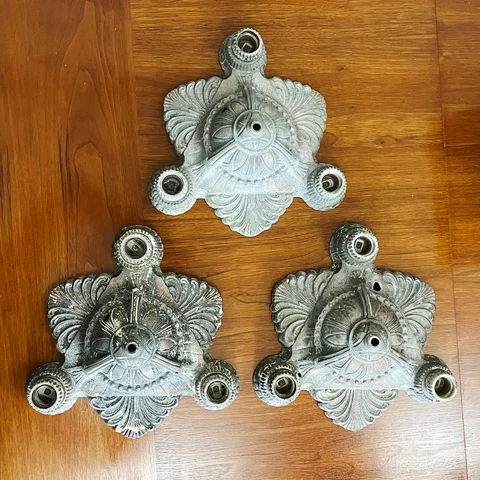 Antique Set of 3 (!) 3 light flush mount ceiling fixture - Riddle Co - Farmhouse Cover