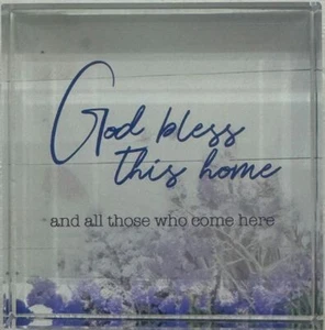 God Bless This Home Crystal Block 8cm x 8cm - Bild 1 von 1