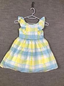 Tommy Bahama Dress Girls 5 Blue Yellow Plaid Ruffles Spring Casual Lined Outdoor - Picture 1 of 9