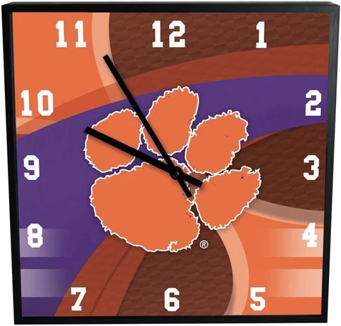 Official NCAA Clemson University Official Carbon Fiber Square Clock Cover