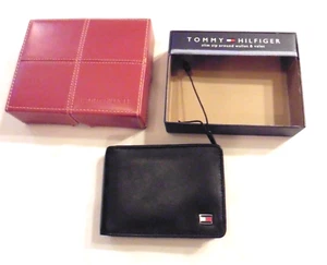 Tommy Hilfiger Herren Slim Pocket Schwarz Leder Geldbörse Bifold & Valet Neu/Box - Bild 1 von 9