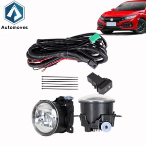 Fit For 2017-2021 HONDA CIVIC Left & Right LED Fog Light Kit Lamp Switch Wiring - Picture 1 of 10