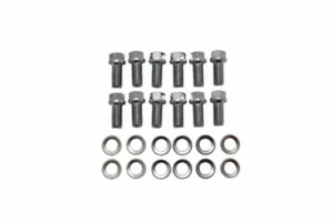 Header 6pt Head 12pc Chrome Bolt Kit, Fits Chevy SBC V8 283-400 V6 - Picture 1 of 1