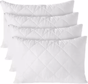 QUILTED PILLOW PROTECTORS 100% COTTON ZIPPED PILLOWS COVERS PACK OF 4 PILLOWCASE - Picture 1 of 12