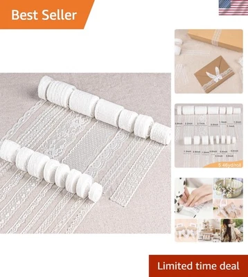 Cinta de encaje blanco 82 yardas 15 rollos adornos de encaje vintage con ganchillo surtido... Foto 1 de 4