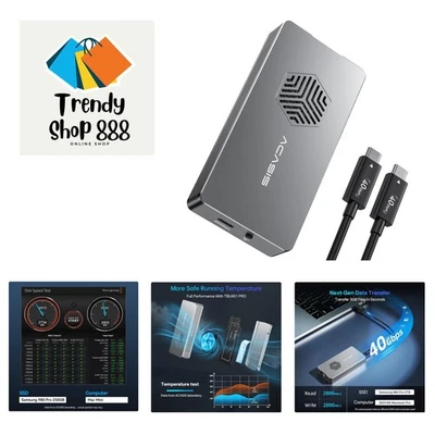 40Gbps M.2 NVMe SSD Enclosure with Cooling Fan,Tool Free Installation,NVMe En... - Image 1 of 4