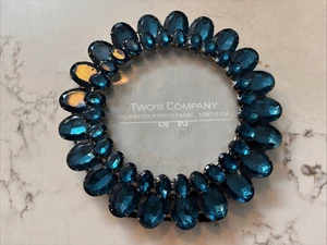 Vintage Two's Company 4" x 4" blaue Glassteine runder Fotorahmen EUC - Bild 1 von 6