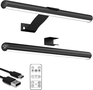 2 X Wireless Picture Lights Rechargeable 2in1 Dimmer Remote Magnetic 300LM BLACK - Picture 1 of 12