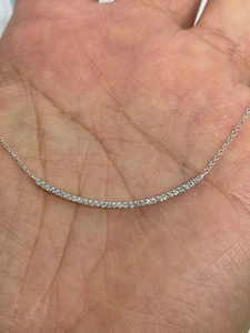 1.0Ct Round Lab Created Diamond Dainty Bar Necklace 14K Yellow Gold FInish - Picture 1 of 6
