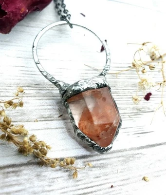 Fire quartz crystal necklace handmade - Image 1 of 4