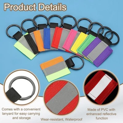 16 Pcs Reflective Keychain,Reflective Strips Safety Pendants for Backpack,Red * - Image 1 of 4