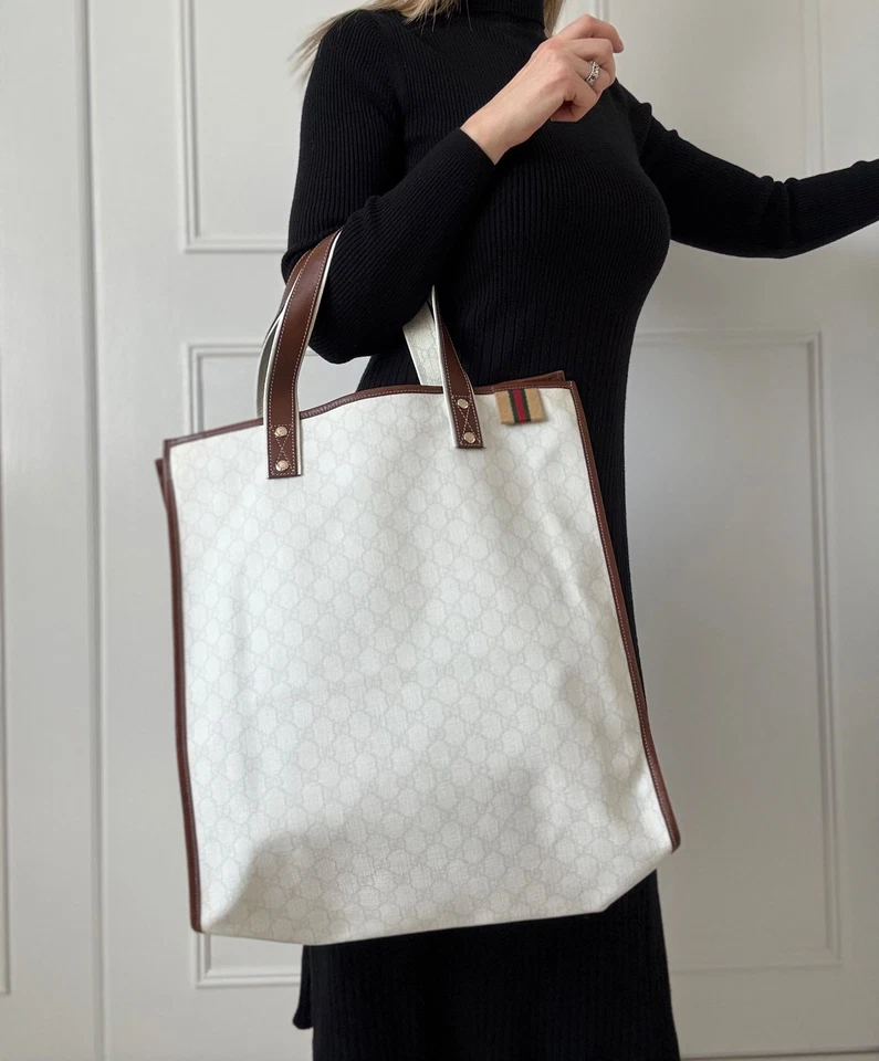 Gucci GG Supreme Large Ivory off White Tote Shopper Bag 16 X 18.5 “ - Image 1 of 4