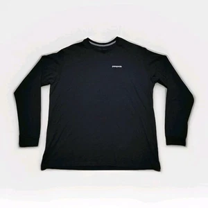 Patagonia Responsibili-tee Long Sleeve T Shirt Mens XXL 2XL BLACK Two Sided Logo - Picture 1 of 9
