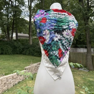Sciarpa Hanae Mori fazzoletto donna viola floreale 30 x 30 quadrati - Foto 1 di 9