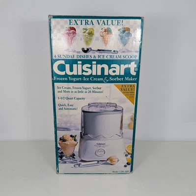 Cuisinart Frozen Yogurt Ice Cream & Sorbet Maker w Scoop 4 Glass Bowls CIM-20PC - Image 1 of 4