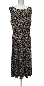 Dress Size 18W Brown Floral Print on Knee Length Sleeveless Dress by Dressbarn - Picture 1 of 18