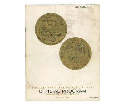 1966 Indy 500 Race Car Program! Indianapolis Auto Racing Indycar Formula One F1 - Image 1 of 4