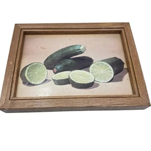 Unglaubliche Esswaren von Ed Pardee Limette Zucchini Vintage Kunst 1974 gerahmt - Bild 1 von 7