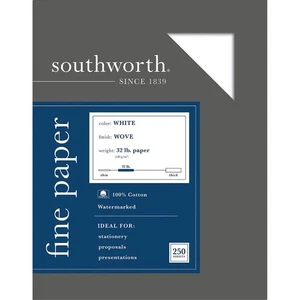 Southworth 100% Cotton Business Paper White 32 lbs. 8-1/2 x 11 250/Box JD18C - Picture 1 of 1