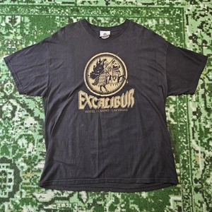 Vintage 90s Excalibur Hotel Las Vegas Shirt Men Size XL Black Made In USA Casino - Picture 1 of 10