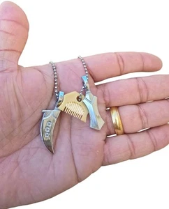 Sikh Punjabi Stainless Steel Khanda Kirpan Comb in ball chain singh khalsa QQ-G - Picture 1 of 10