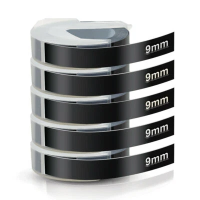 5PK For DYMO Organizer Xpress Label Maker 3D Embossing Tape 520109 Black 3/8" - Image 1 of 4