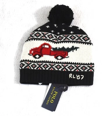 Polo Ralph Lauren Gorro Invierno Cuadros Camión Mezcla Lana Pom Cap Nuevo con Etiquetas Foto 1 de 3