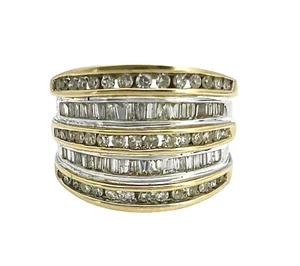 Stunning 2 Tone White & Yellow Gold Diamond Cluster RIng size 7 - Picture 1 of 3