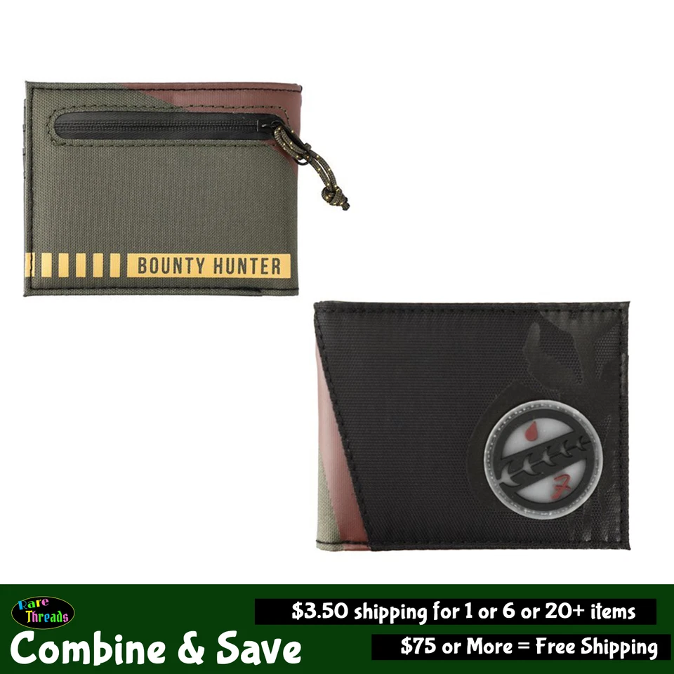 Bioworld Star Wars Boba Fett Nylon Bifold with Zipper and Rubber Patch