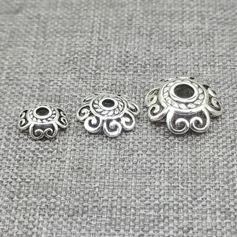 925 Sterling Silver Spiral Flower Bead Caps Bracelet Spacer 6mm 8mm 10mm 12mm - image 1 of 4