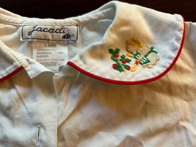 Camisa vintage de algodón blanca con botones Jacadi Paris para niña talla 4 hecha en Francia Foto 1 de 4