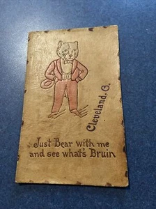 1906 Leather Postcard: Cleveland, ohio just bear with me - Picture 1 of 2