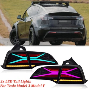 For 17-22 Tesla Model 3/20-22 Model Y PRO-Series LED Tail Lights Pair Jet Black - Imagen 1 de 12