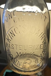 King’s Dairy Milk Bottle, Romney, West Virginia, Quart - Picture 1 of 7