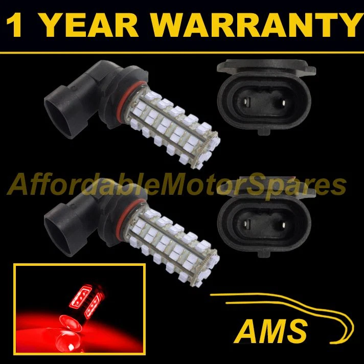 2X HB4 9006 RED 60 LED FRONT MAIN HIGH BEAM LIGHT BULBS CAR KIT XENON MB500901 - Image 1 of 1