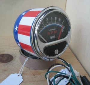Dixco 8K 8,000 RPM Vintage Blueline Tachometer Stars & Stripes Tach - #609 - Picture 1 of 11