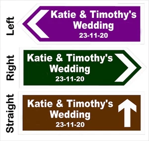 PERSONALISED Wedding Direction Sign Choice of Size and Colour - Event Road Sign - Picture 1 of 22