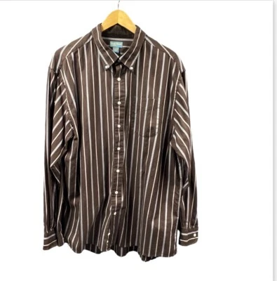 VTG Duck Head Shirt Classic Oxford Men XXL Brown Striped Button Front Dressy - Image 1 of 4
