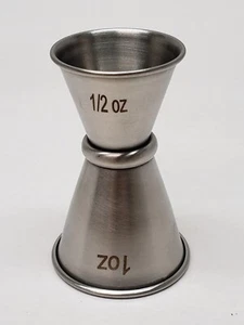Stainless Measuring JIGGER 1/2 oz. X 1 oz, Japanese Style Cocktail Bar Shot - Picture 1 of 1